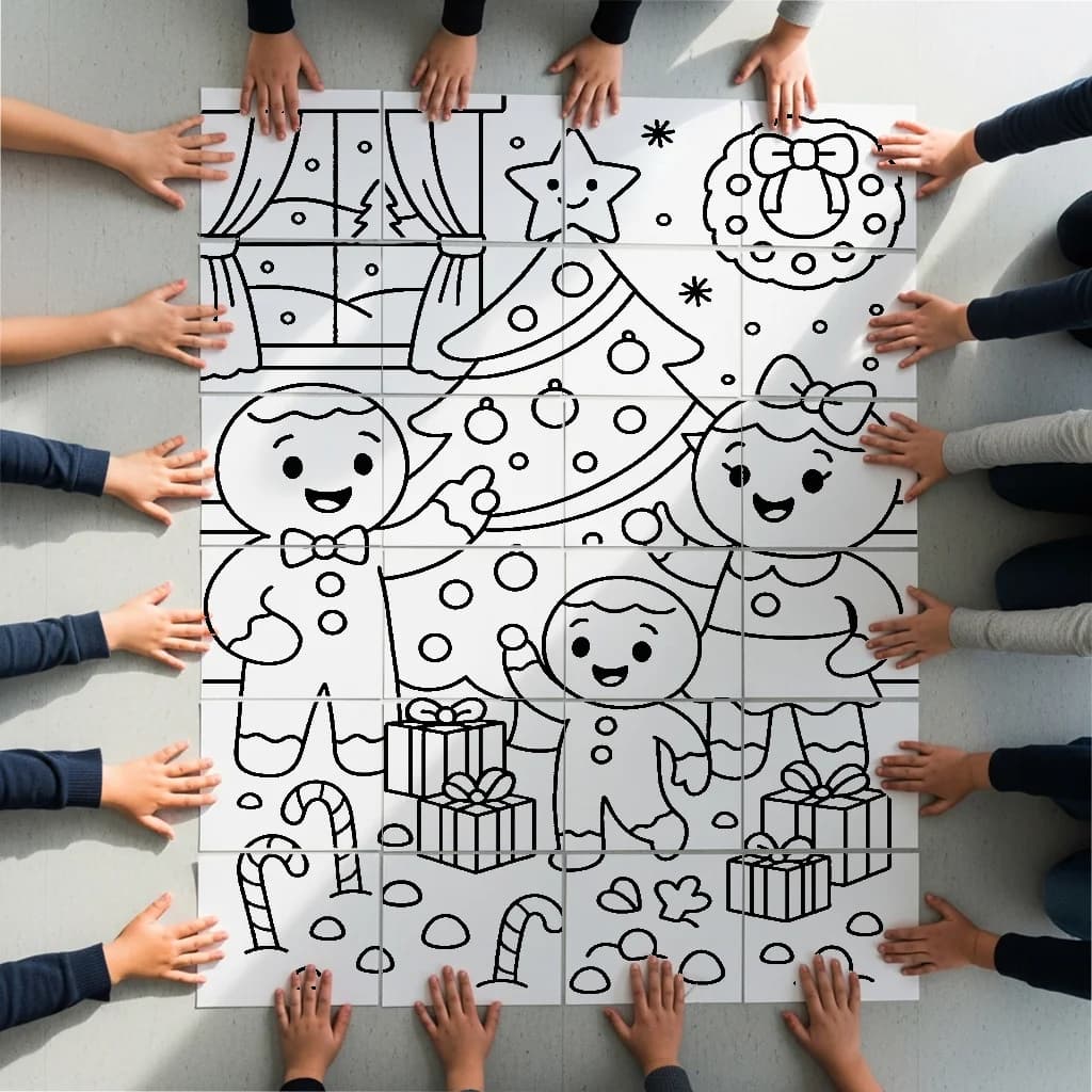Printable collaborative classroom poster maker for teachers and sellers | PosterCutter Printable collaborative classroom poster creator showing how PosterCutter splits one large design into student pages.